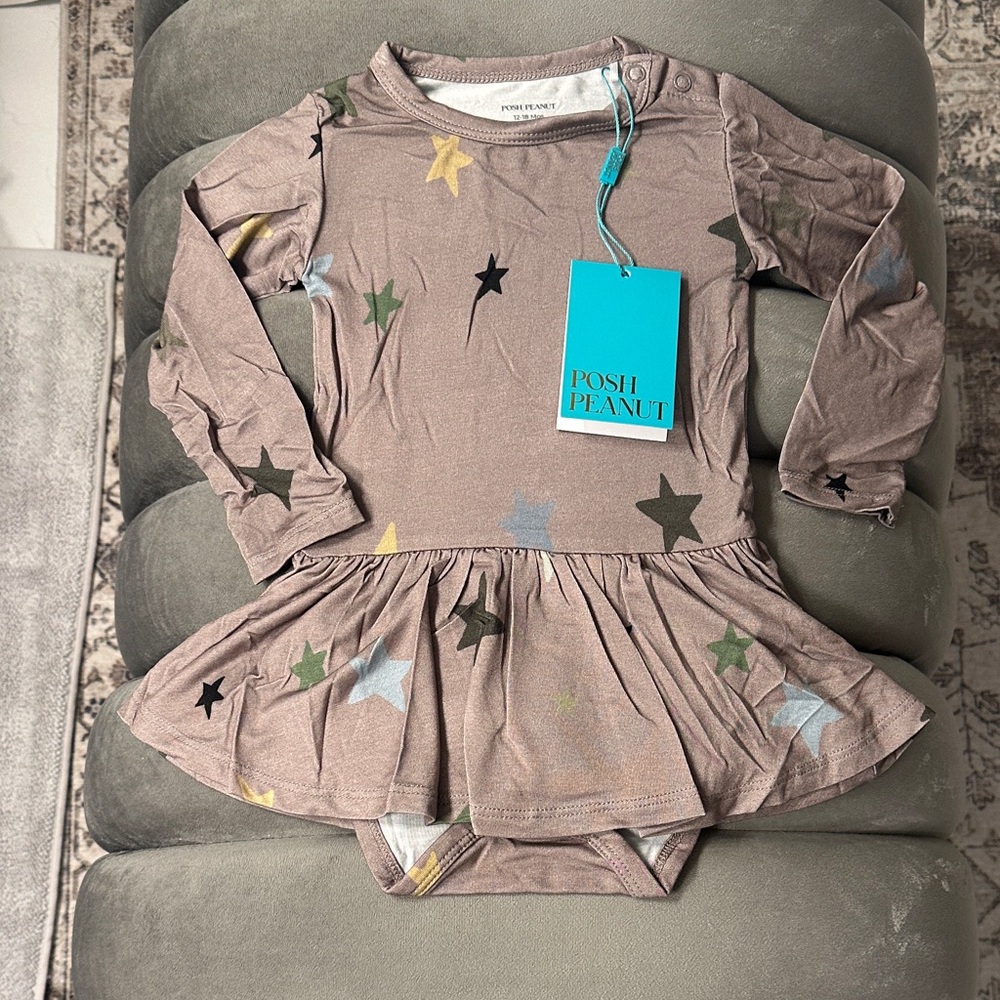 Posh Peanut Starry Long Sleeve Baby Dress